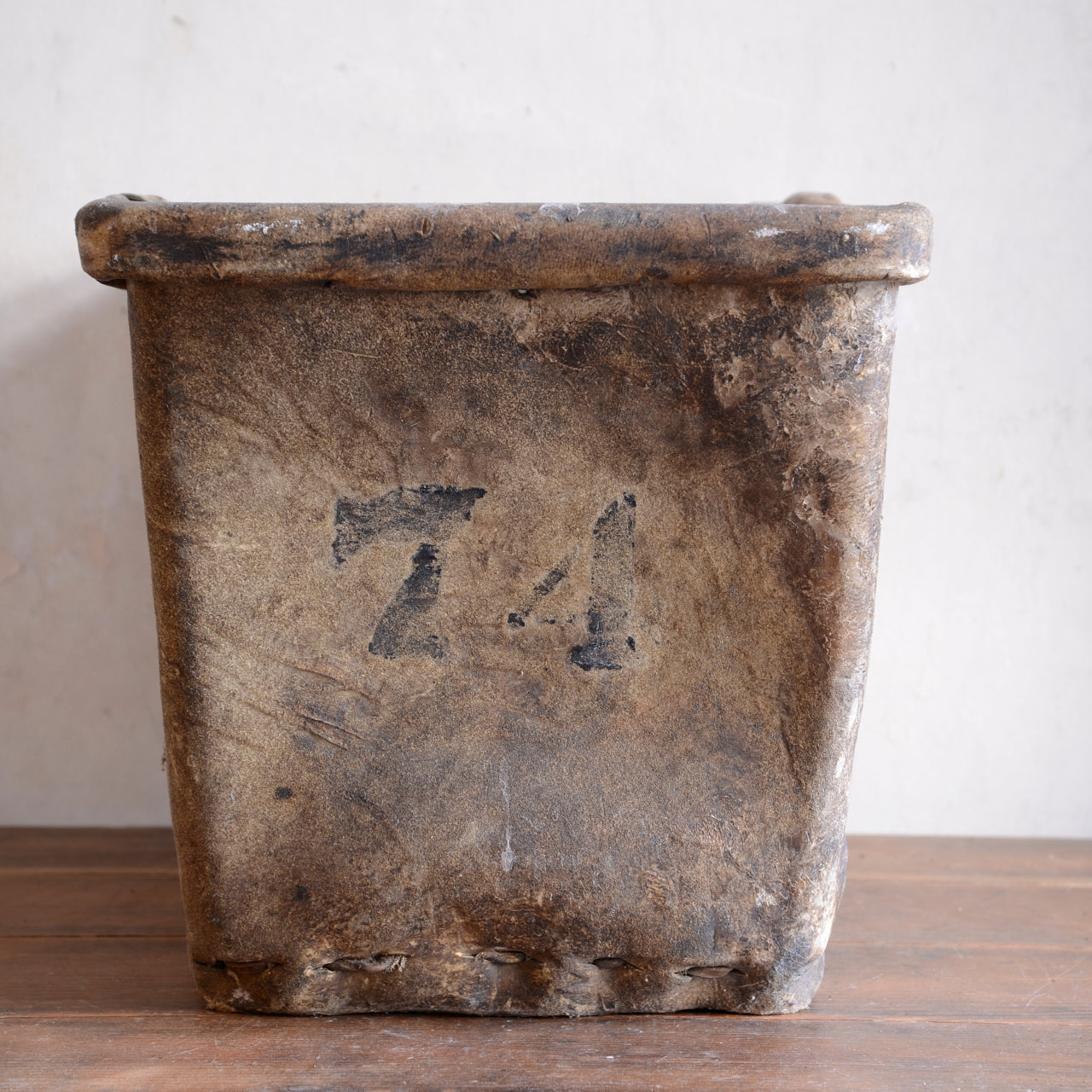 19th Century Buffalo Rawhide Mill Bucket - No 74/EE