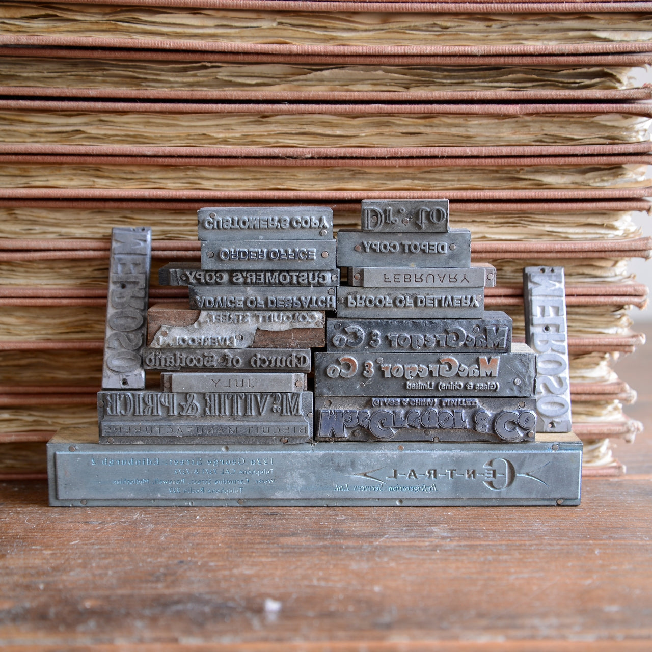 Collection of 50 Typeset Advertising Print Blocks - c1940