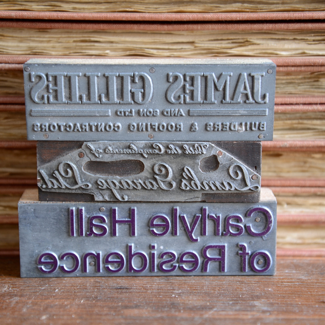 Collection of 50 Typeset Advertising Print Blocks - c1940