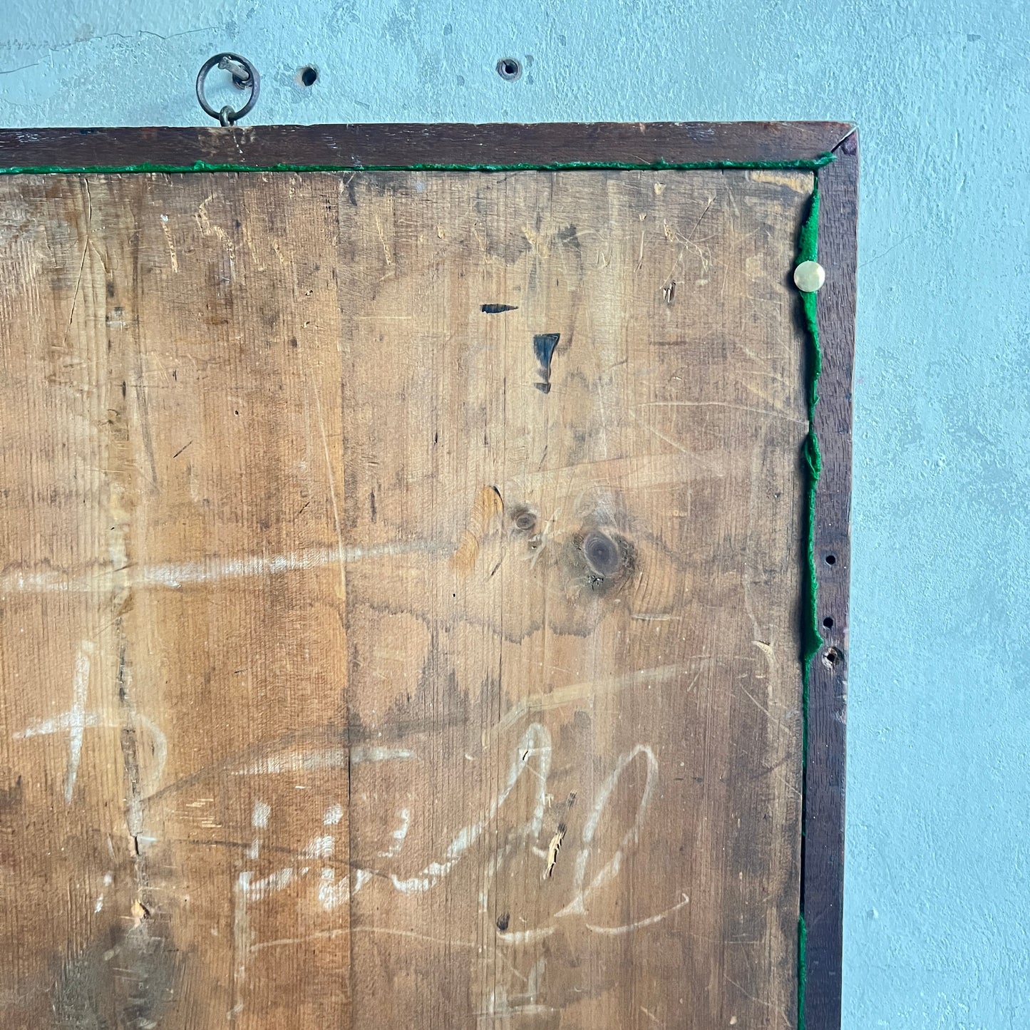 Late 19th Century Notice Pin Board with Mahogany Frame
