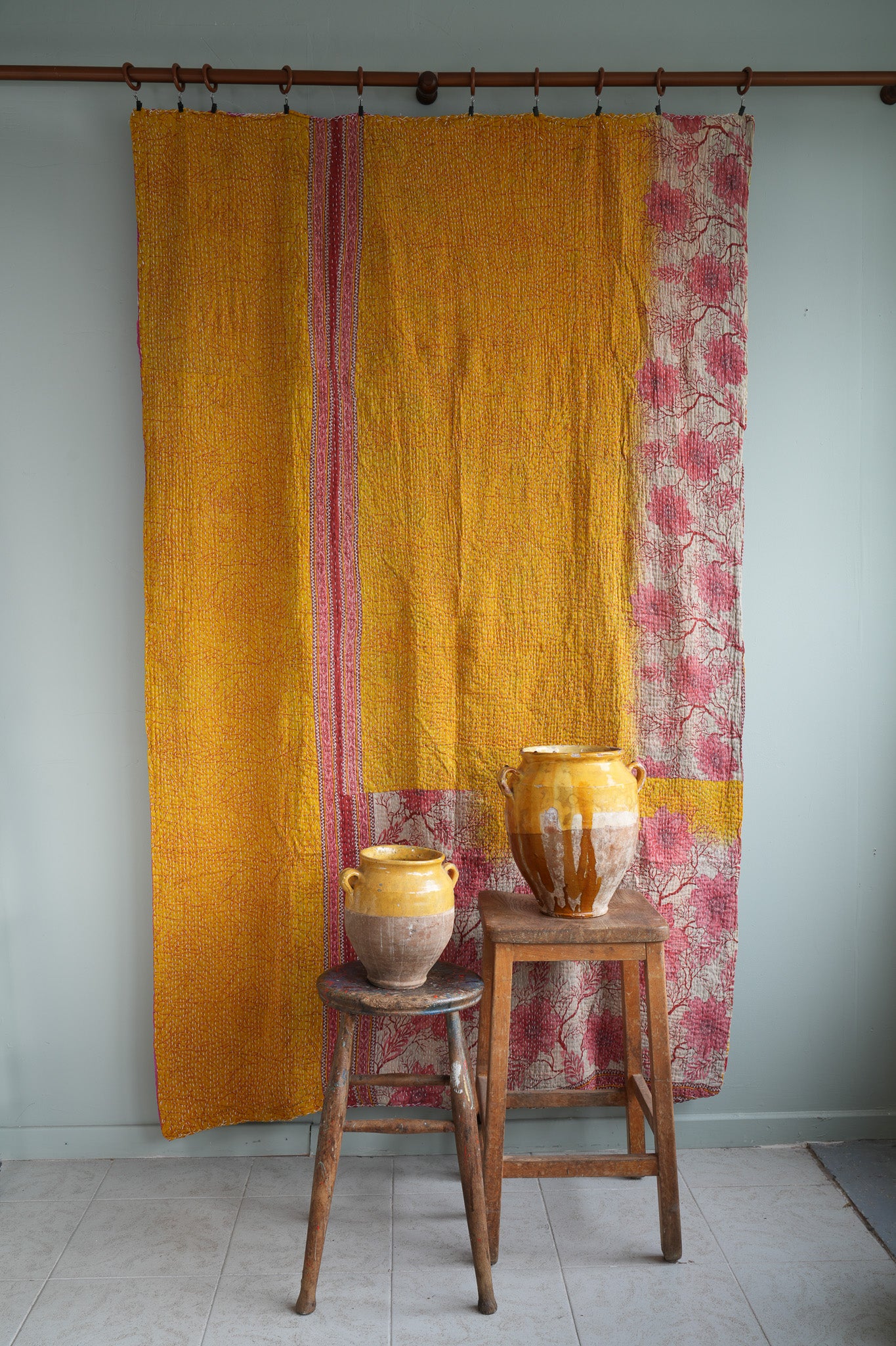 A Unique Vintage Cotton Kantha Quilt ~ 093