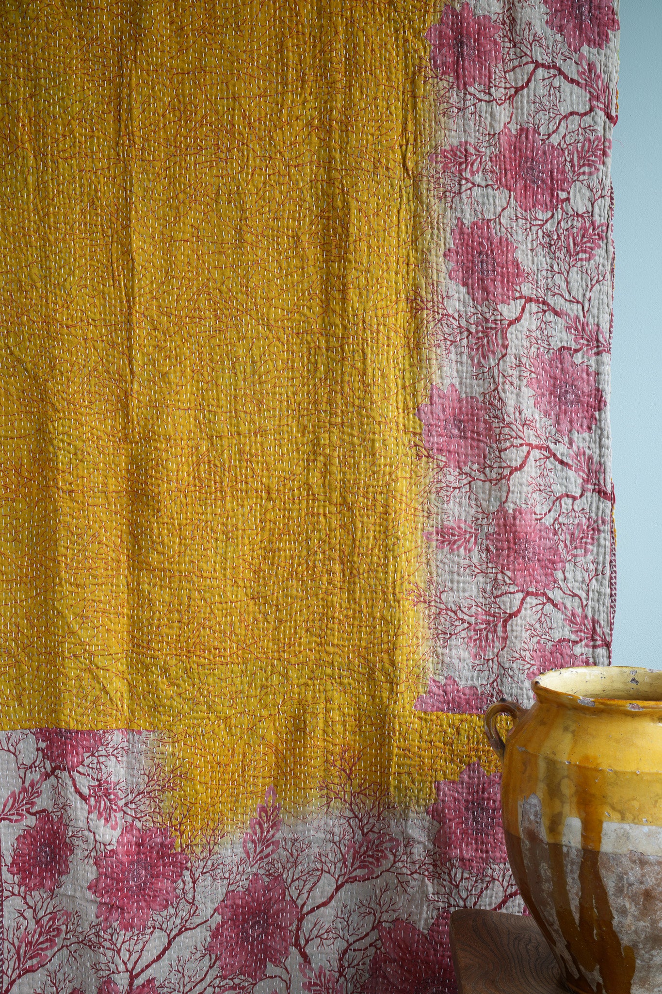 A Unique Vintage Cotton Kantha Quilt ~ 093