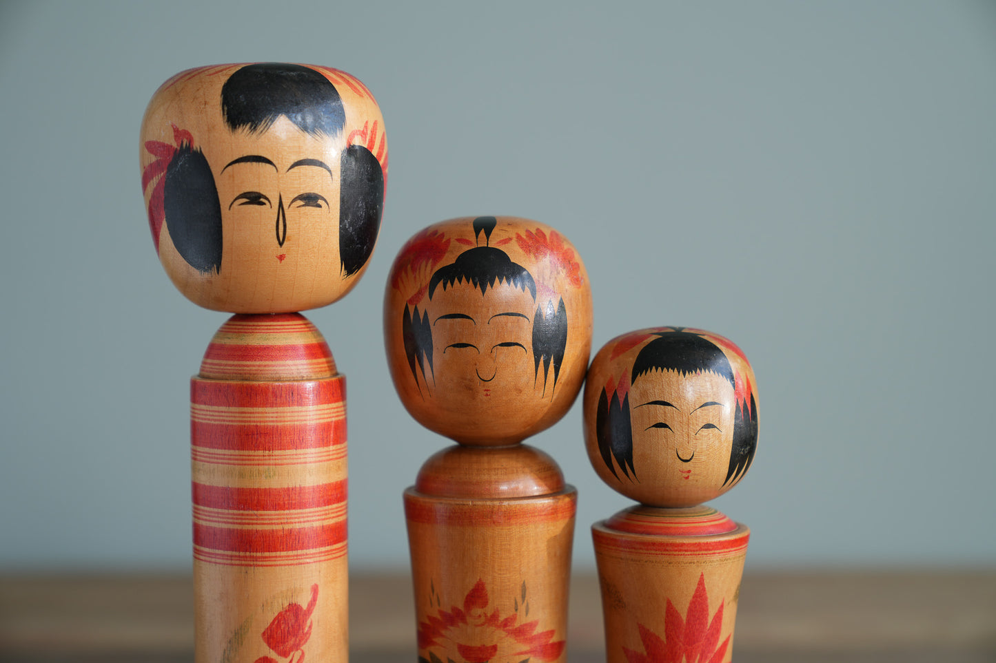 Set of 3 Traditional Japanese Folk Art Kokeshi Dolls 094