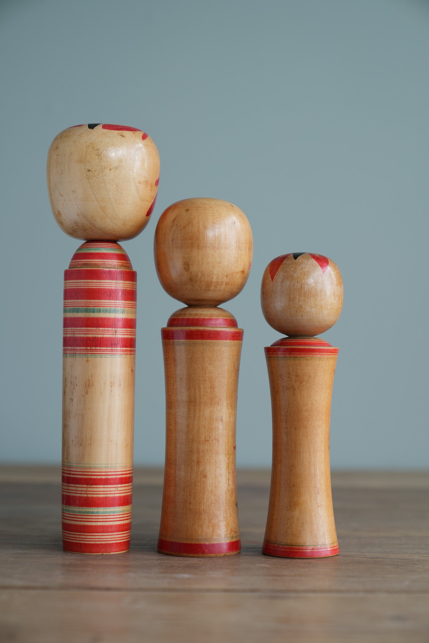 Set of 3 Traditional Japanese Folk Art Kokeshi Dolls 094