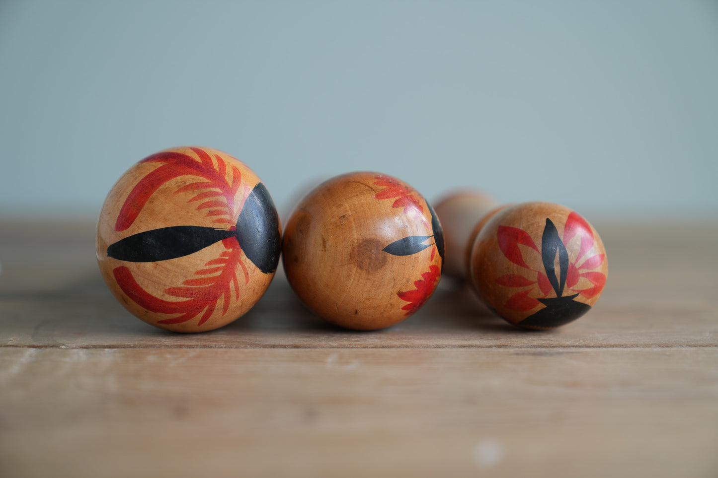 Set of 3 Traditional Japanese Folk Art Kokeshi Dolls 094