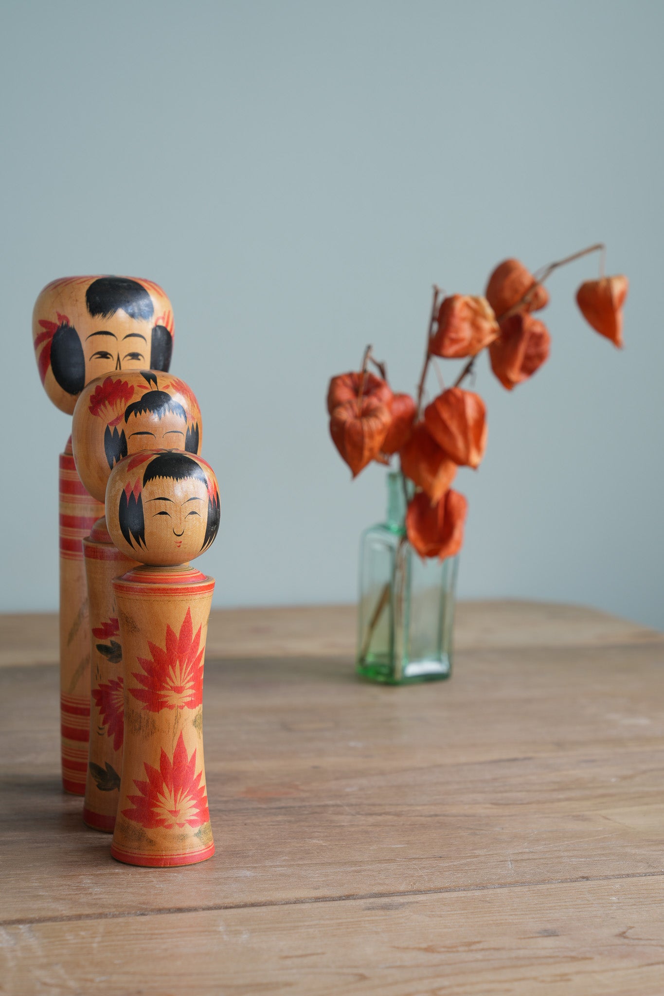 Set of 3 Traditional Japanese Folk Art Kokeshi Dolls 094