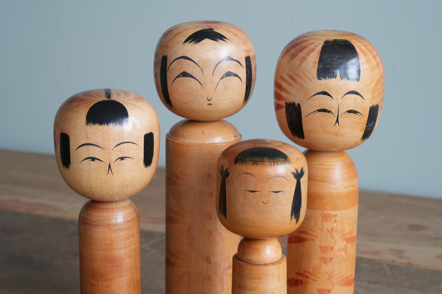 Set of 4 Traditional Japanese Folk Art Kokeshi Dolls 102