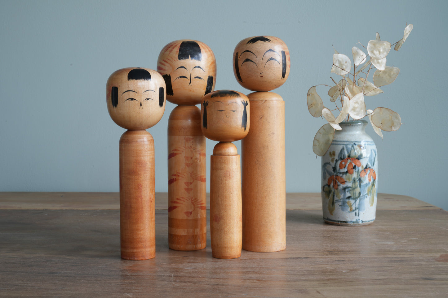Set of 4 Traditional Japanese Folk Art Kokeshi Dolls 102
