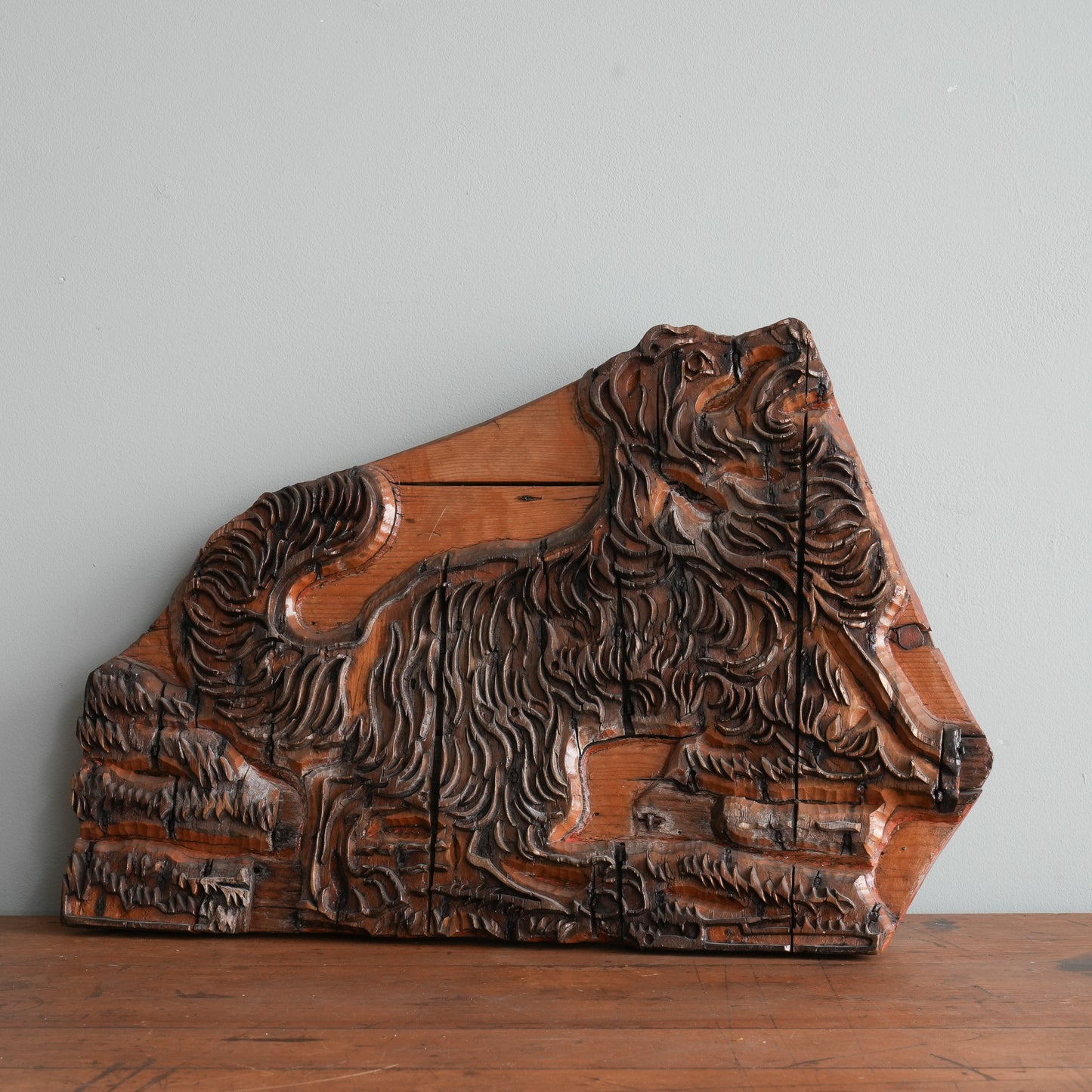19th Century Hand-Carved Printers Woodblock of a Dog