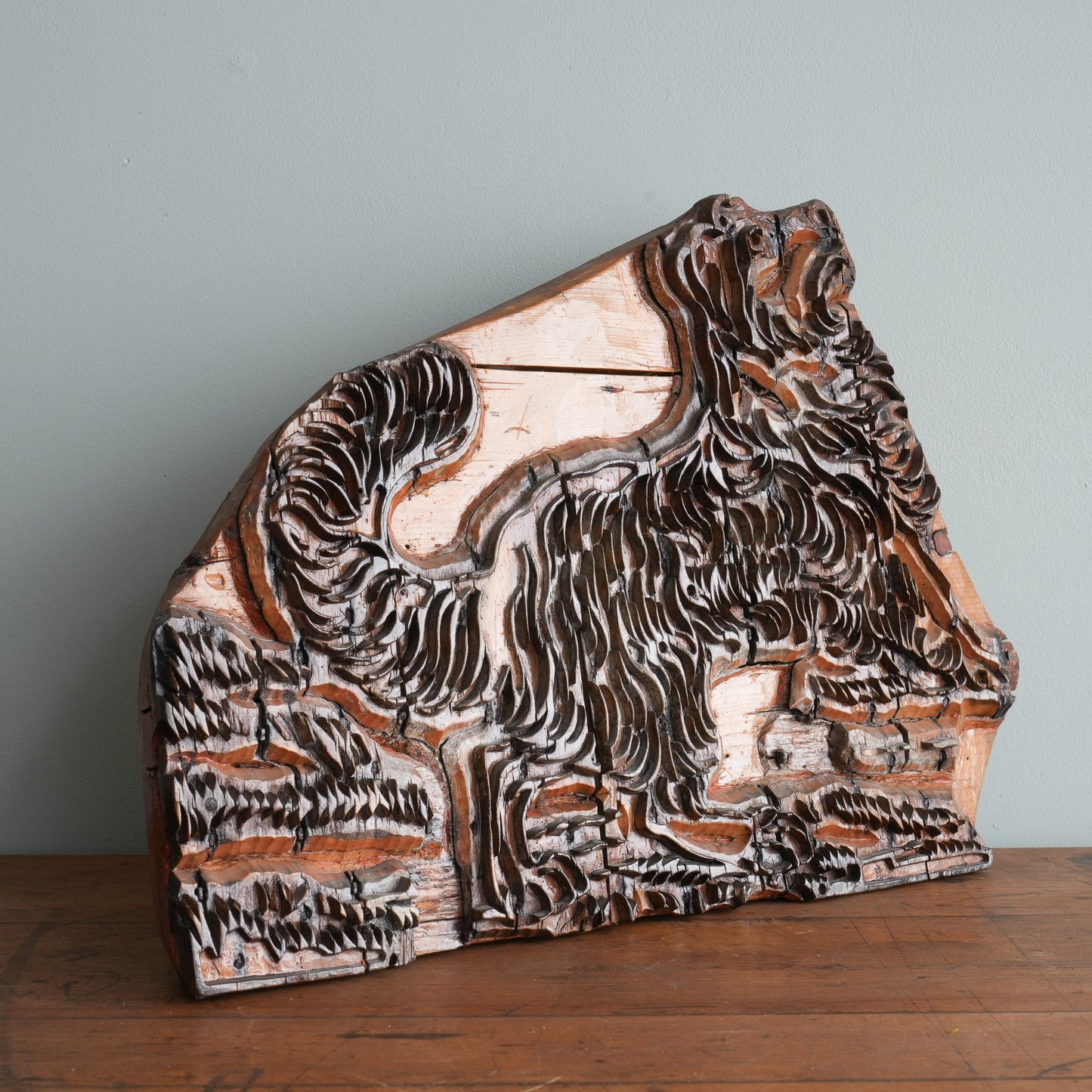 19th Century Hand-Carved Printers Woodblock of a Dog
