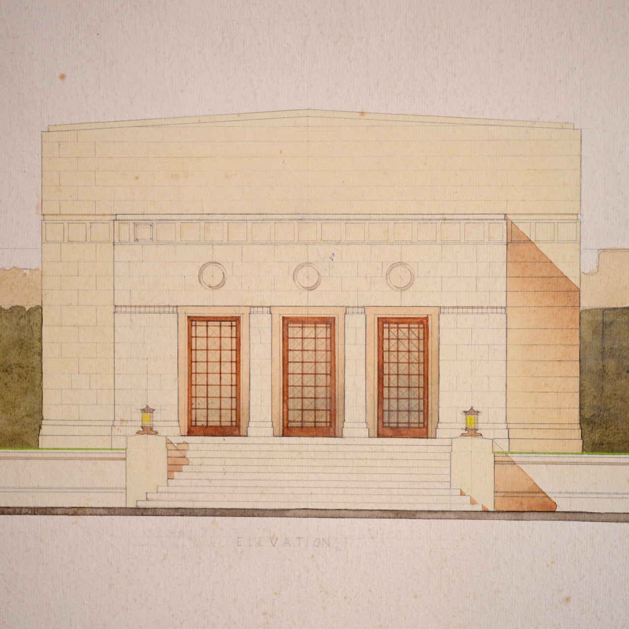 Manchester School of Art and Architecture - 1930’s Original Drawings with Watercolour wash.