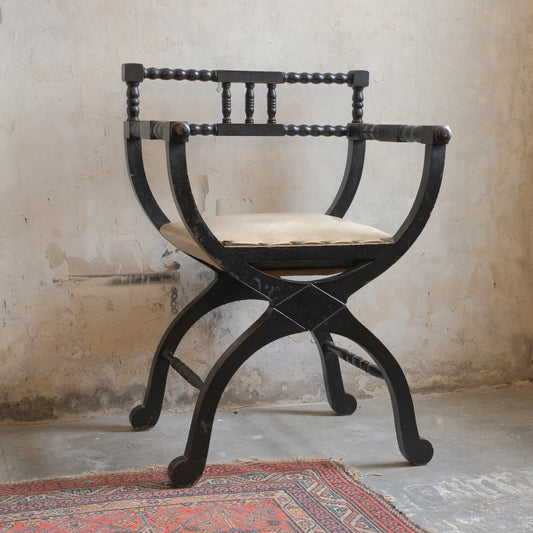 Ebonised x-Frame Bobbin Chair