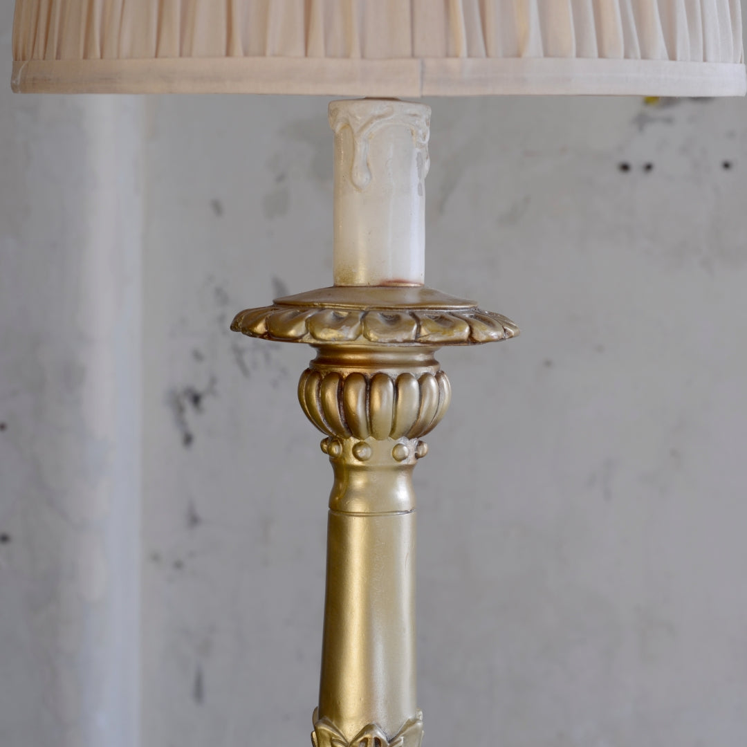 Large Italian Gilt Candlestick Table Lamp