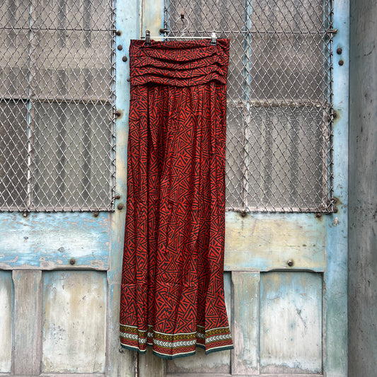 Vintage Silk Pleated Top Skirt - L