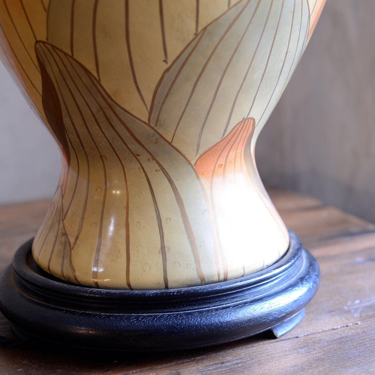 Pair of Yellow and Orange Urn Table Lamps