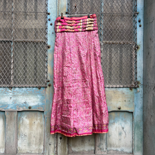 Vintage Silk Pleated Top Skirt - N