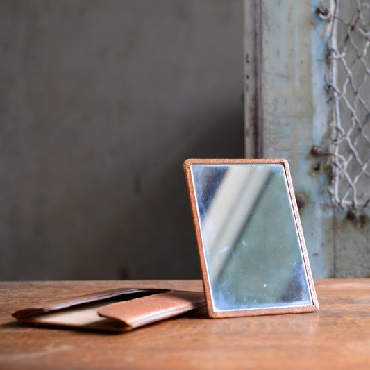 English Leather Shaving Mirror possibly Military