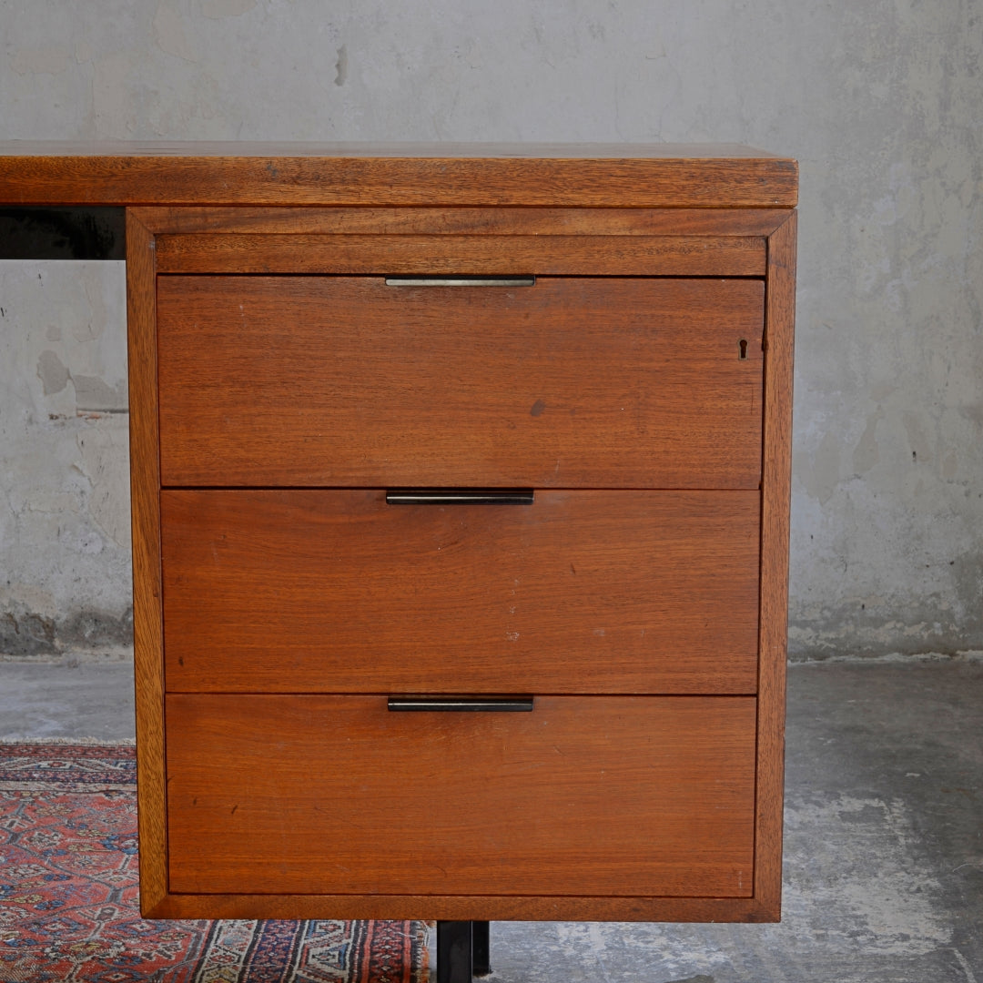 Mid-Century Wood & Steel Floating Desk