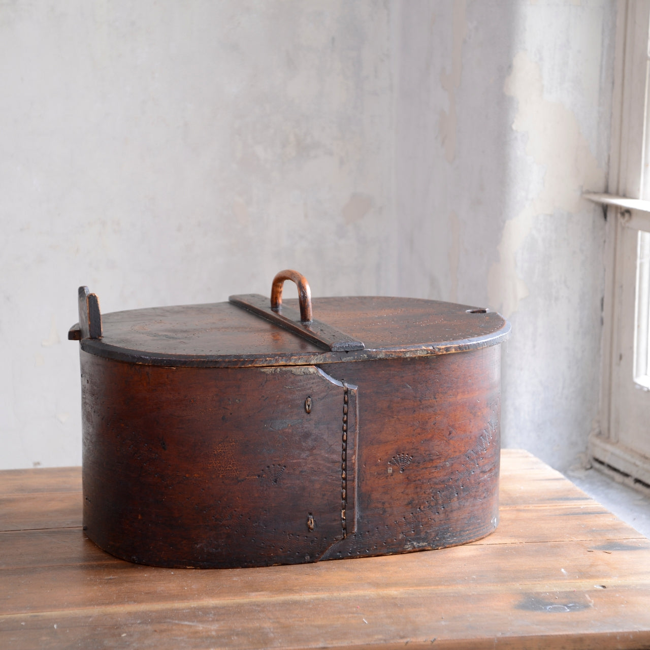 19thC Scandinavian Folk Art Tine Bentwood Box