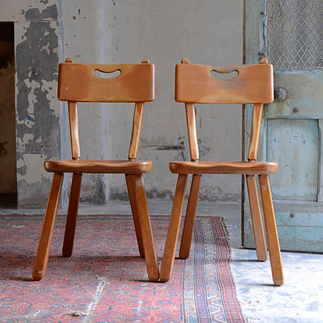 Pair early 20thC Brutalist Side Chairs - Imperial Rattan Co, Canada