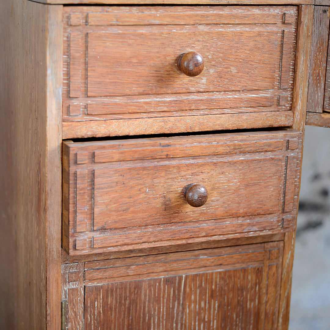 Heals 1930's Limed Oak Corner Desk