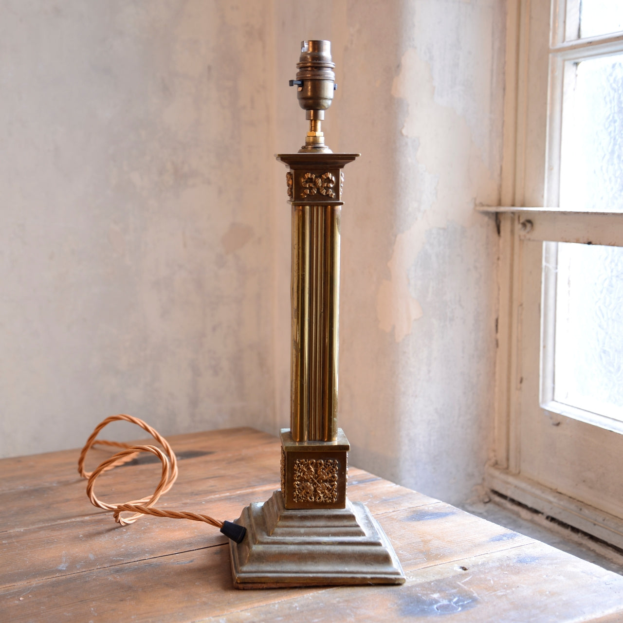 Brass Cluster Column Table Lamp