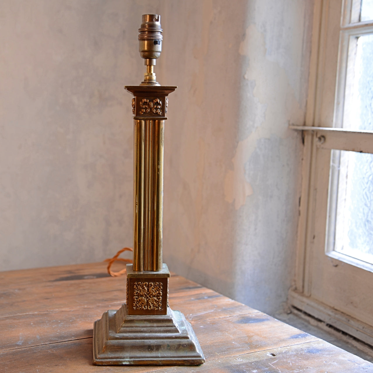 Brass Cluster Column Table Lamp