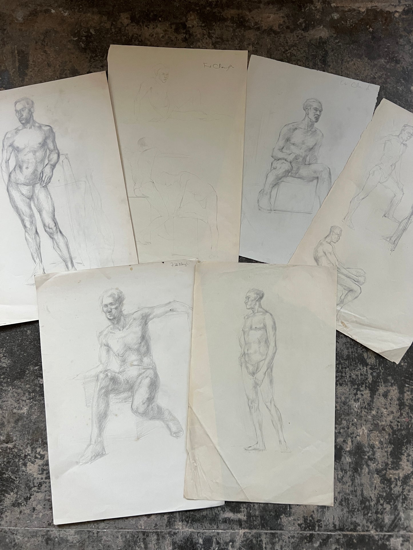 Collection of Male Life Studies | FREDA H. CLOUGH (English 1915-2008)