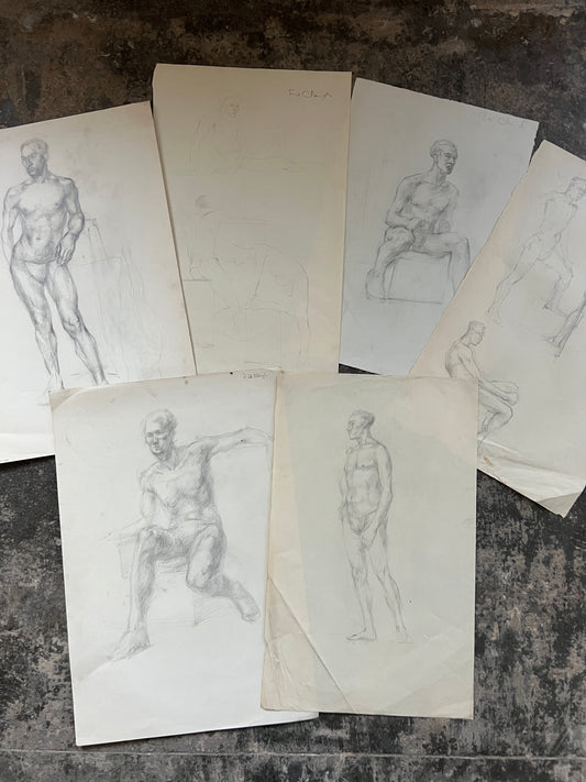 Collection of Male Life Studies | FREDA H. CLOUGH (English 1915-2008)