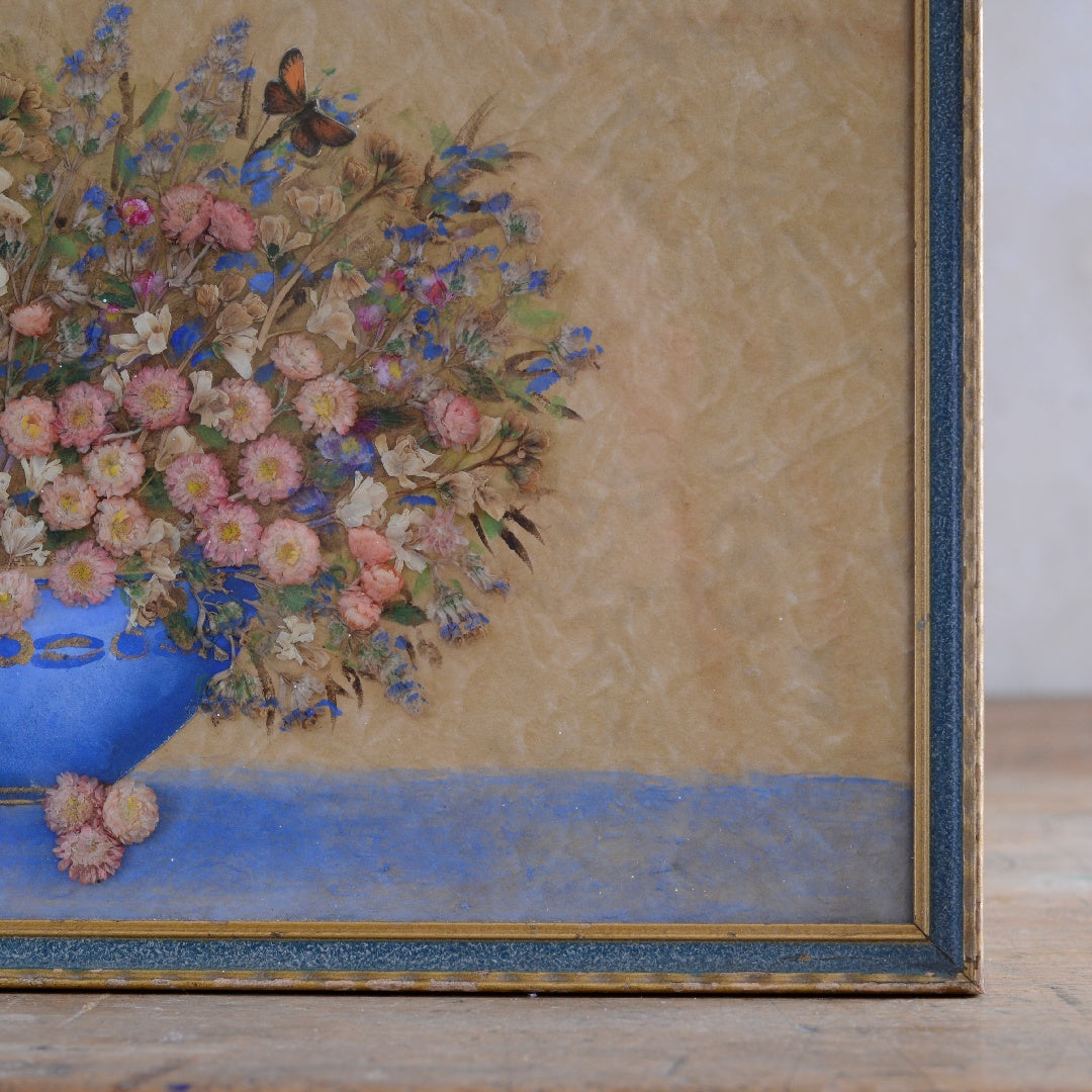 Dried Flowers Still Life under Glass - 1920's