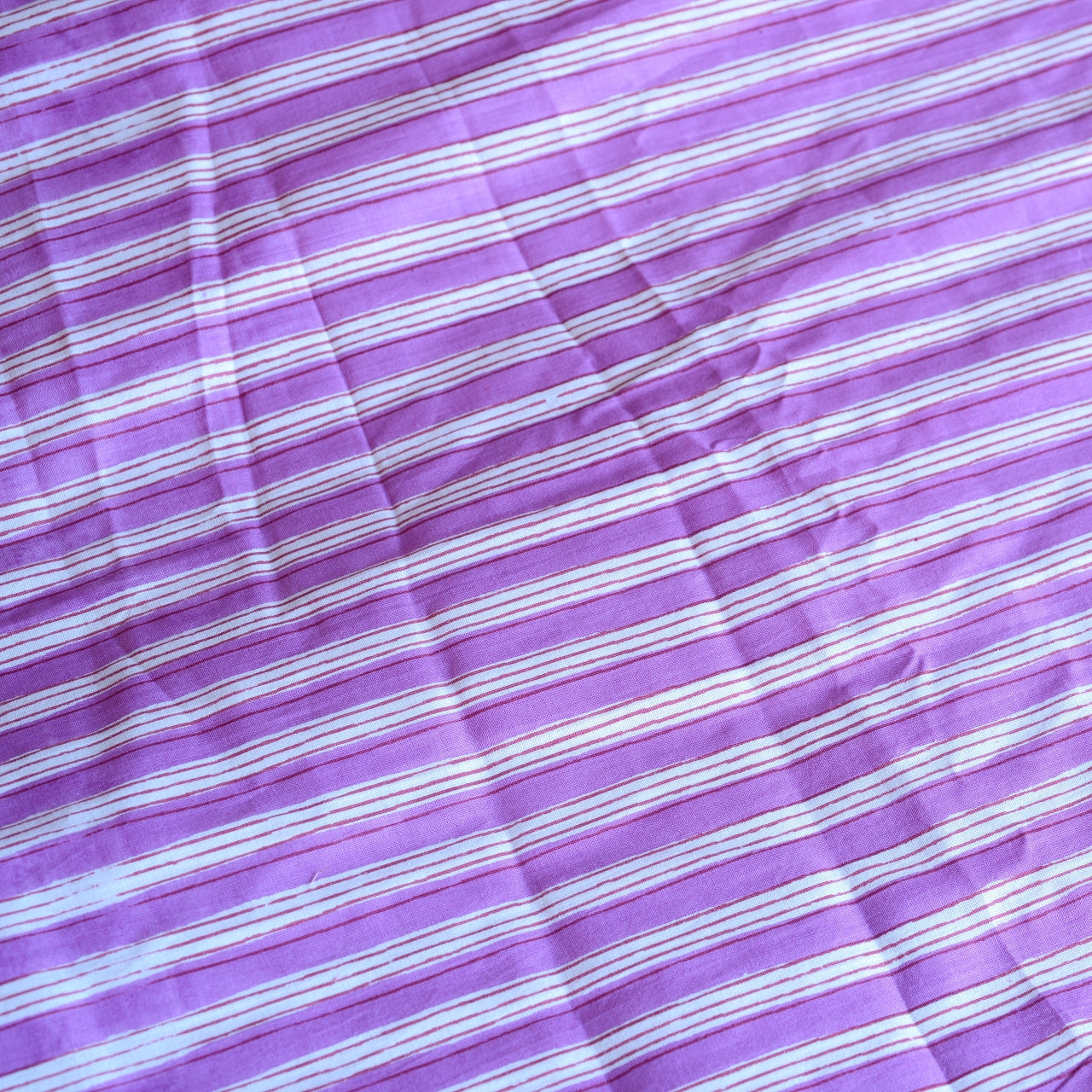 Block Print Cotton Fabric - Purple Stripes