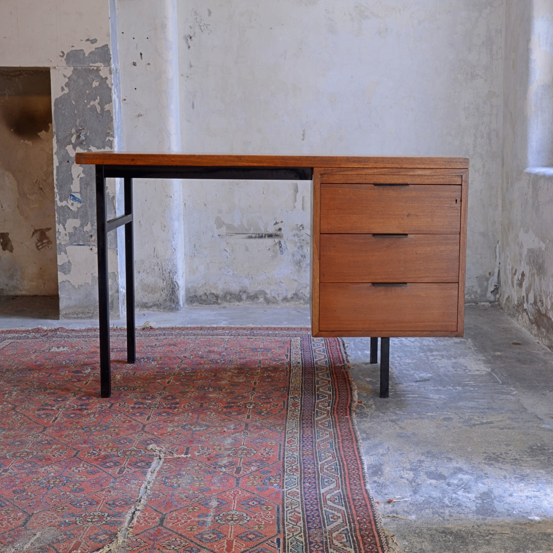 Mid-Century Wood & Steel Floating Desk