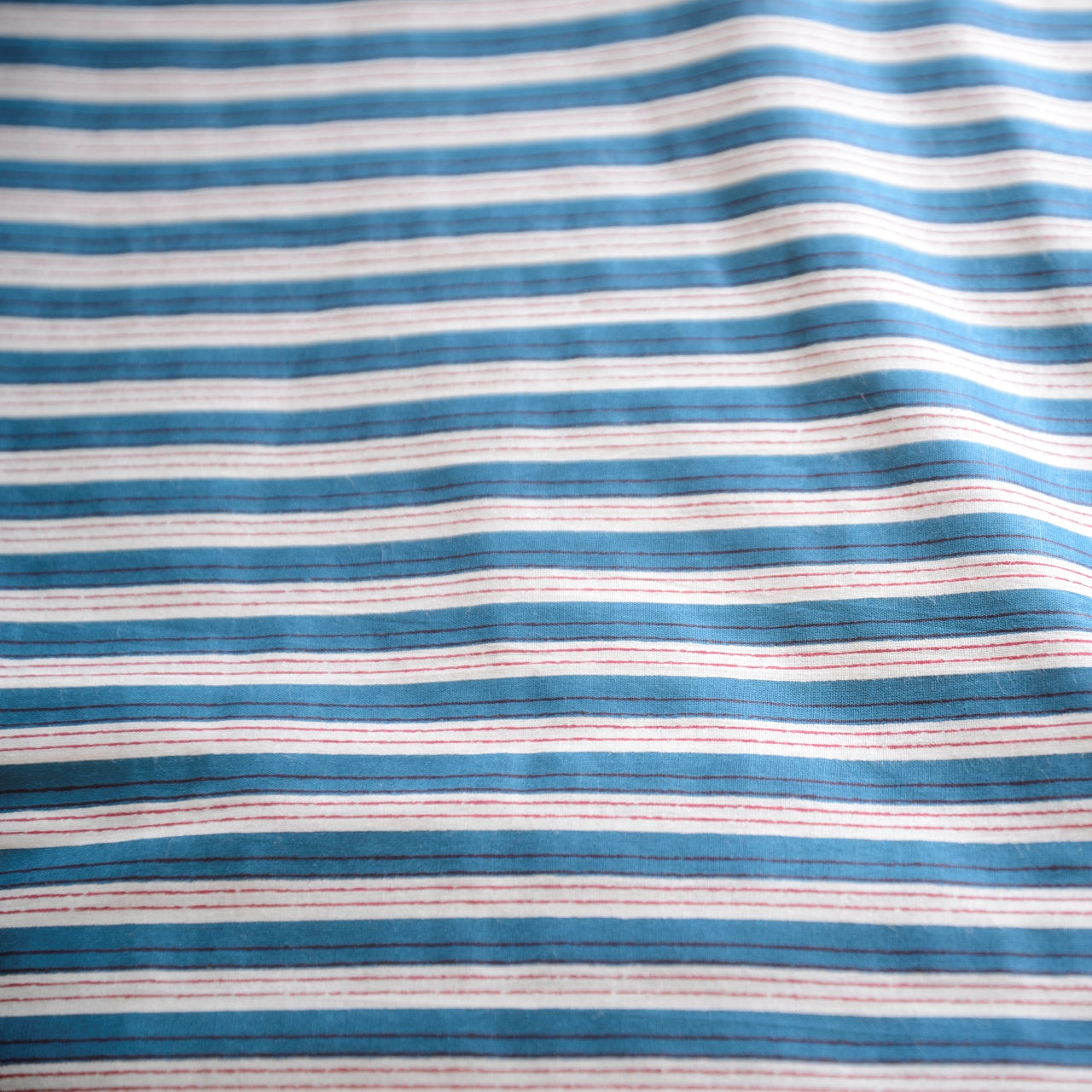 Block Print Cotton Fabric - Teal Stripes