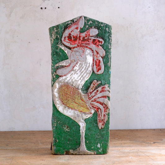 Painted and Carved Wooden Cock