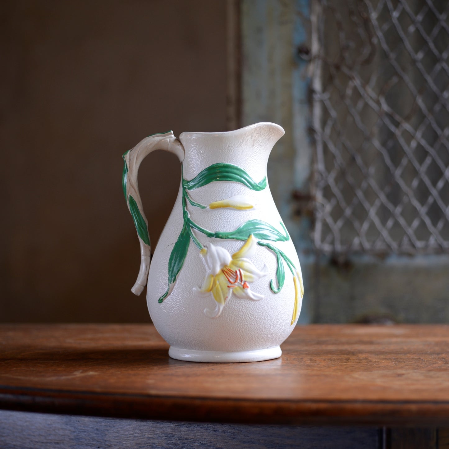 Parian ware Floral relief with hand coloured highlights