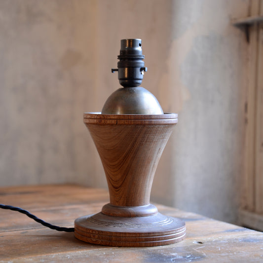 Art Deco Turned Wood & Brass Lamp