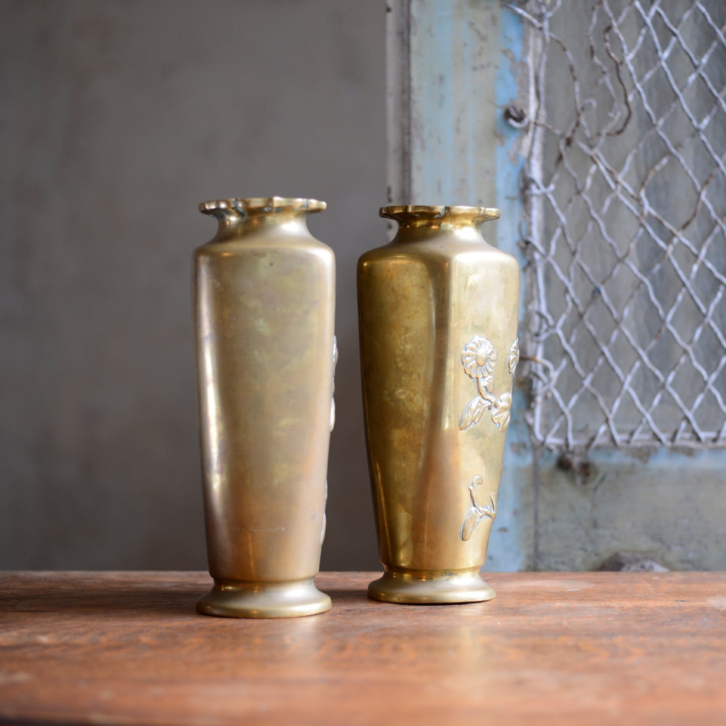 Pair Late 19thC Japanese Brass Vases