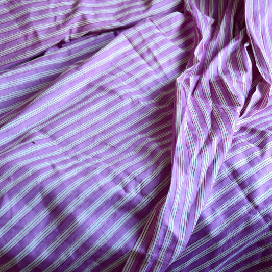 Block Print Cotton Fabric - Purple Stripes