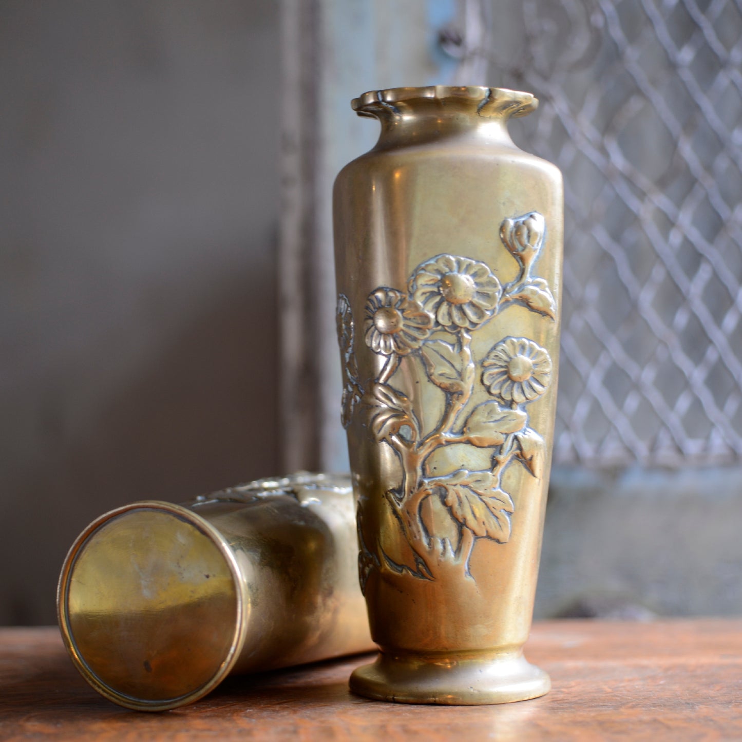 Pair Late 19thC Japanese Brass Vases