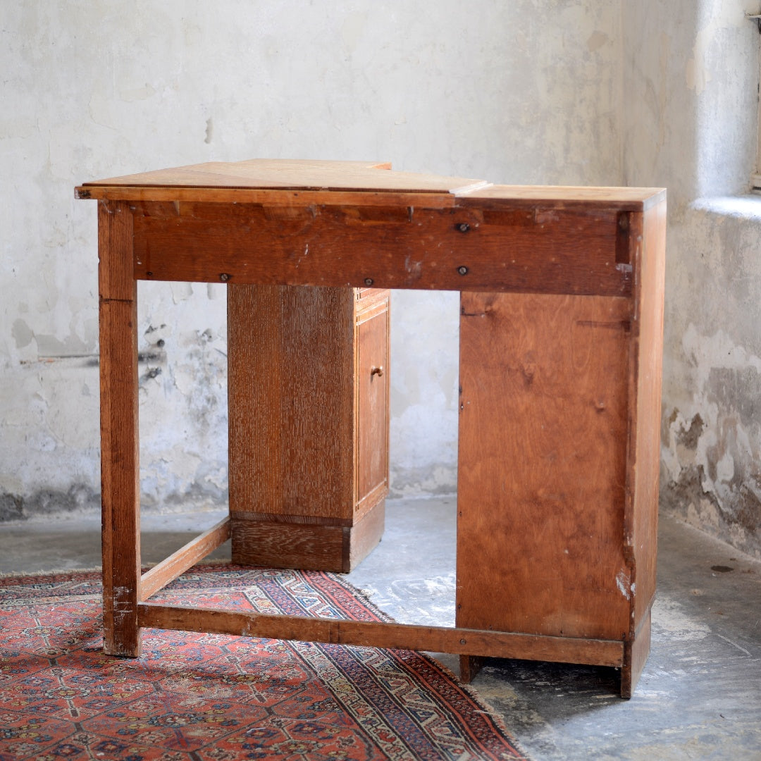 Heals 1930's Limed Oak Corner Desk