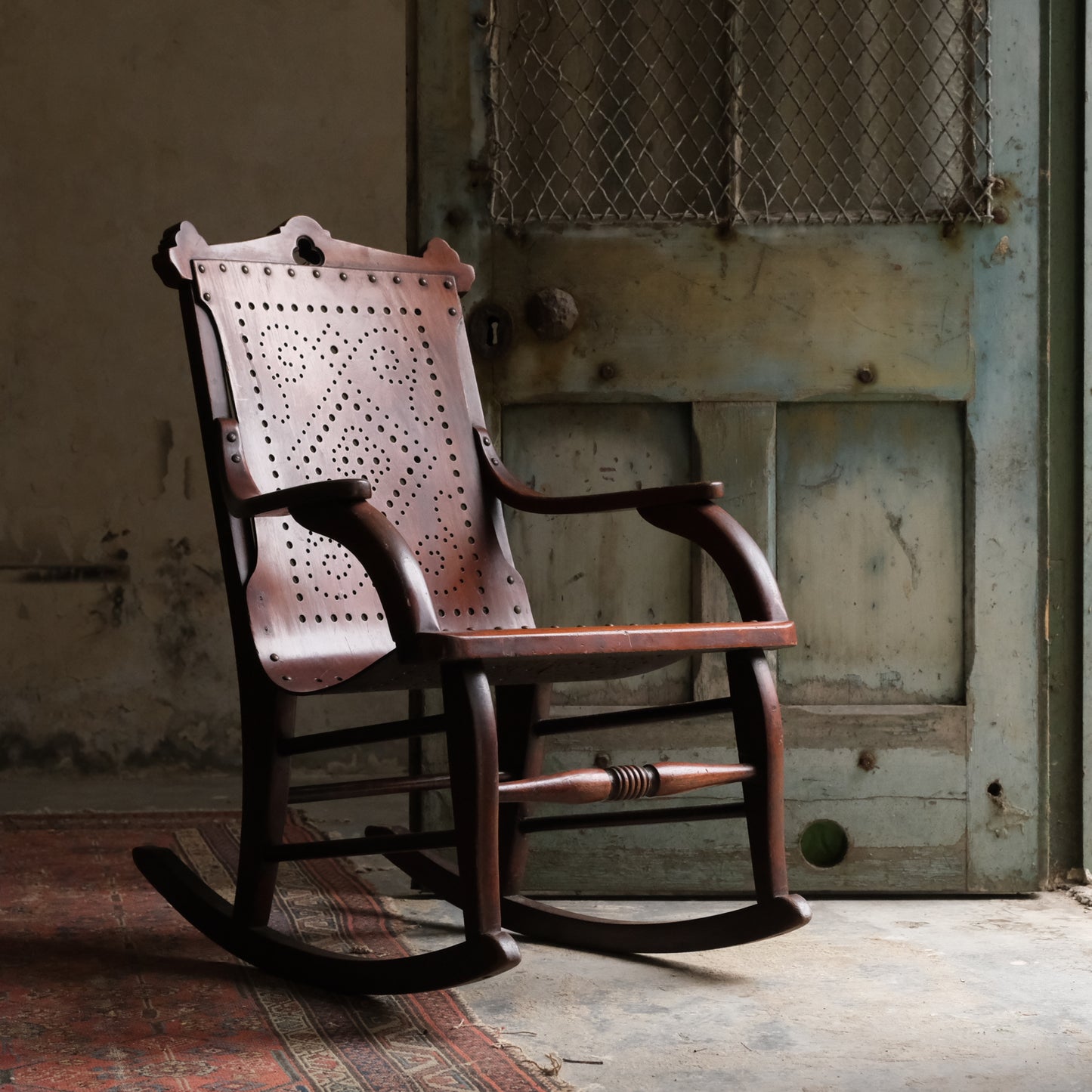 Punched Bentwood Arts & Crafts Rocking Chair