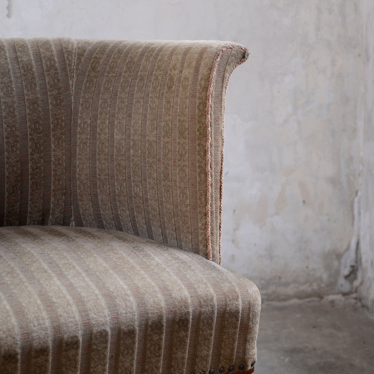 19thC Upholstered Tub Chair - Flared top edge