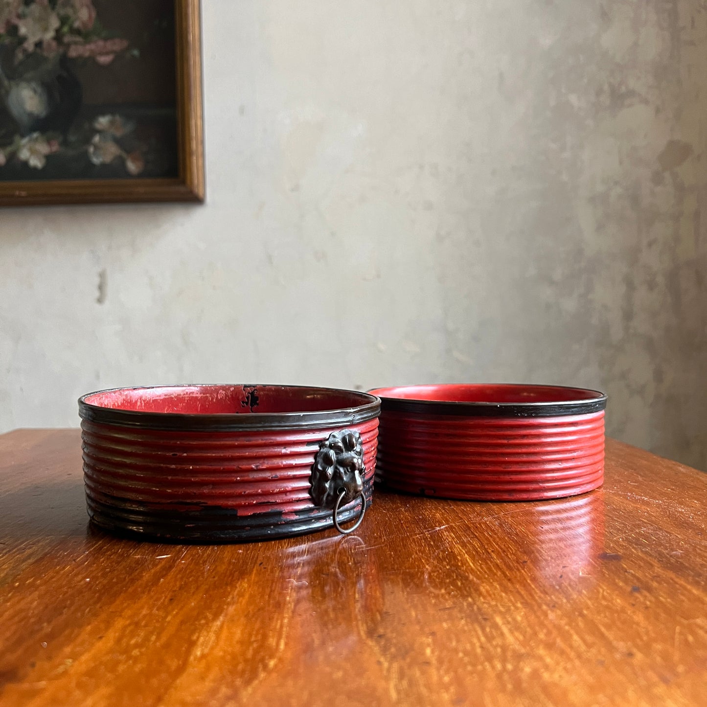 English Regency Red Lacquer Wine Coasters