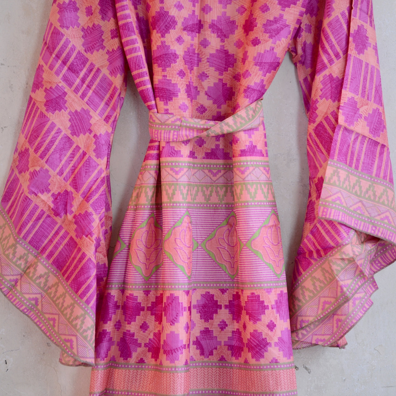 Vintage Silk Batwing Kimono - A