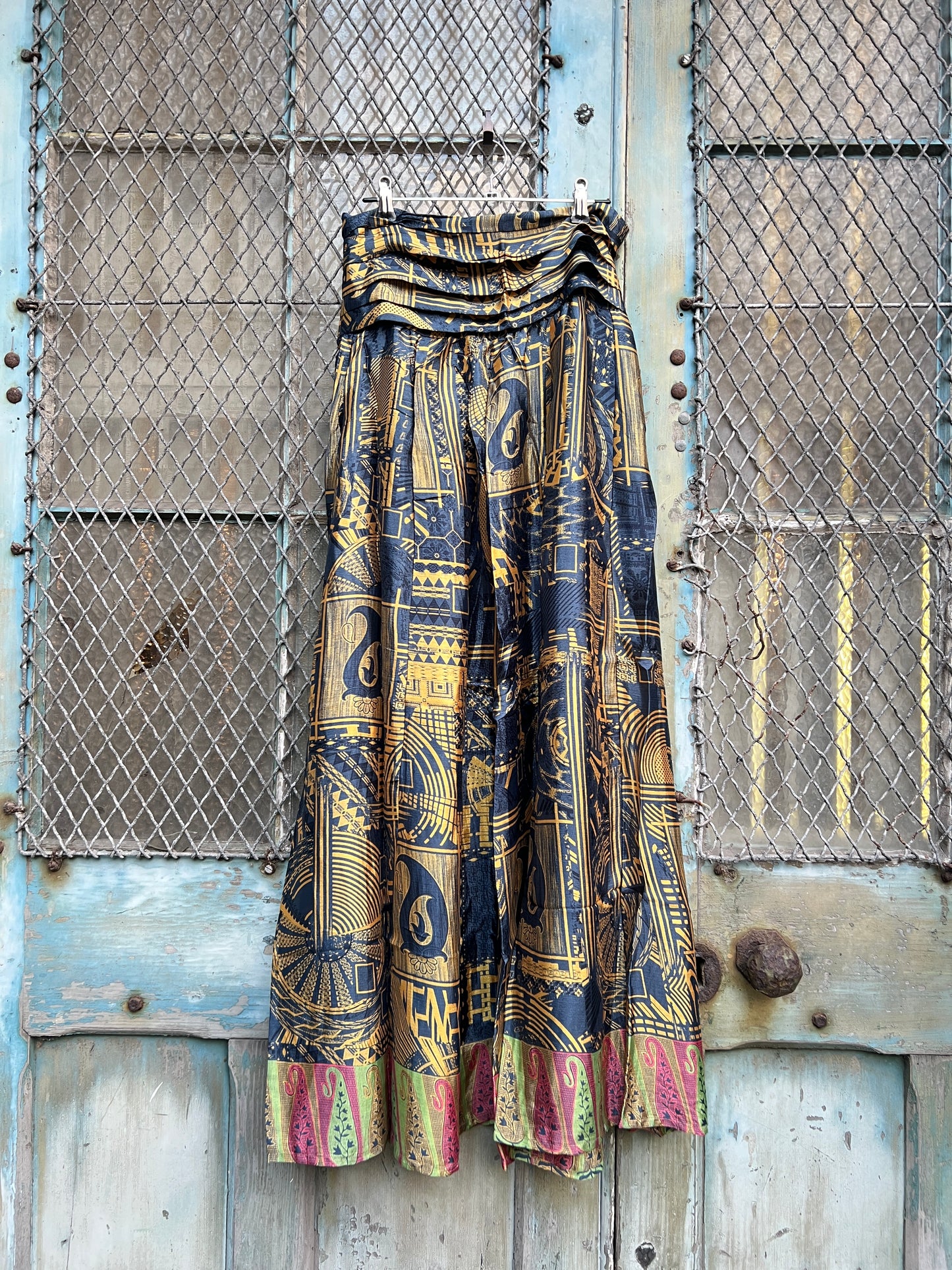 Vintage Silk Pleated Top Skirt - C