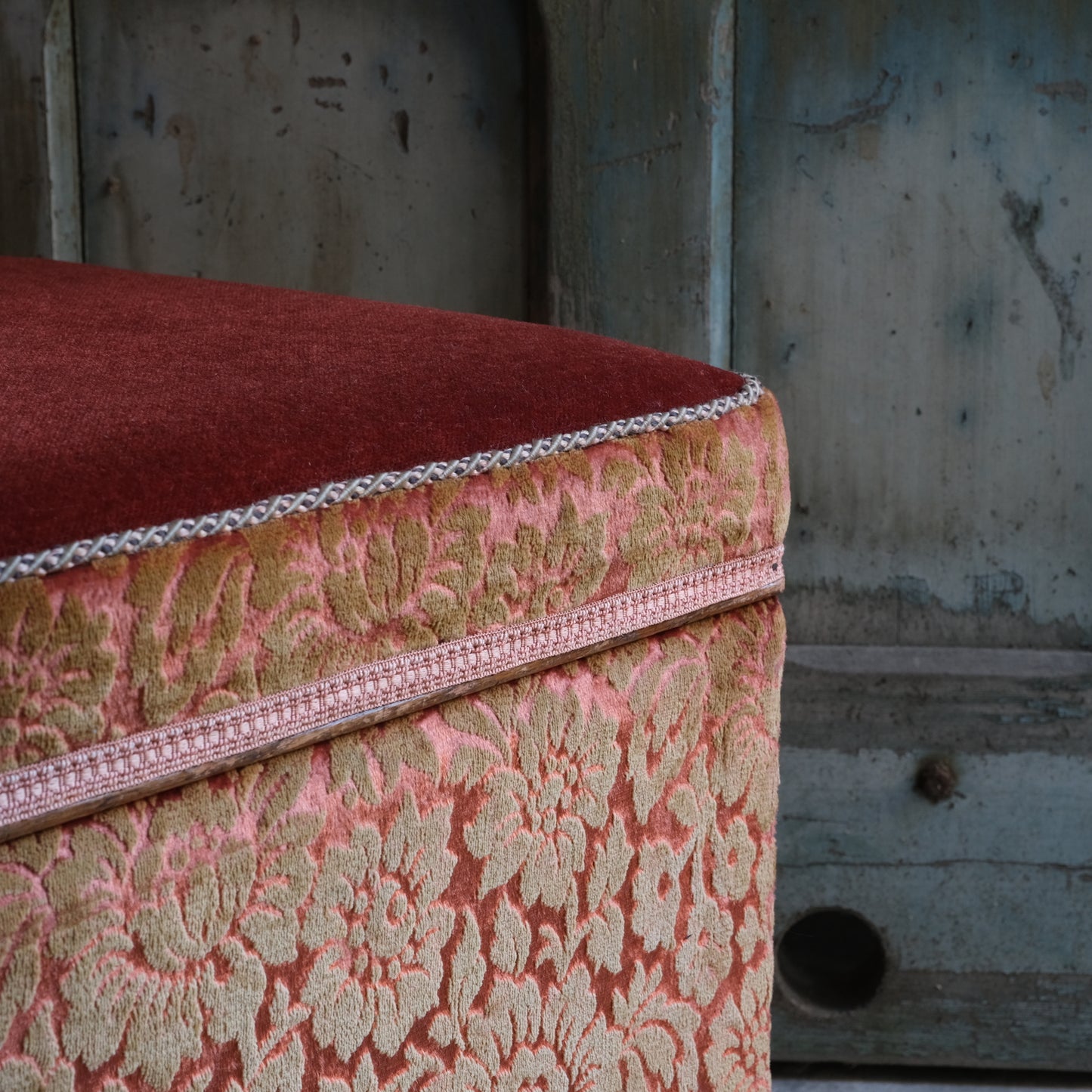 Square Ottoman with Velvet Top