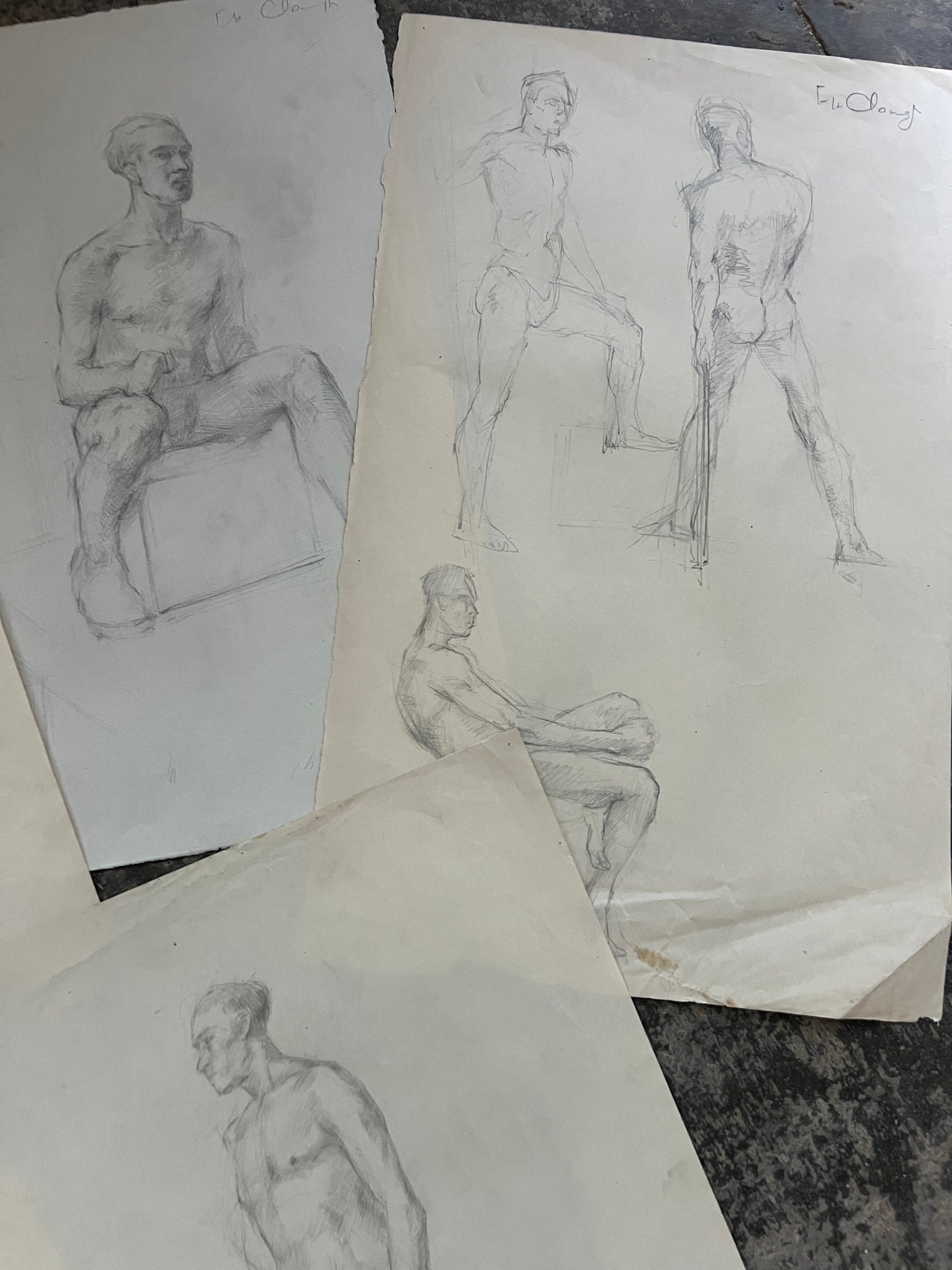 Collection of Male Life Studies | FREDA H. CLOUGH (English 1915-2008)