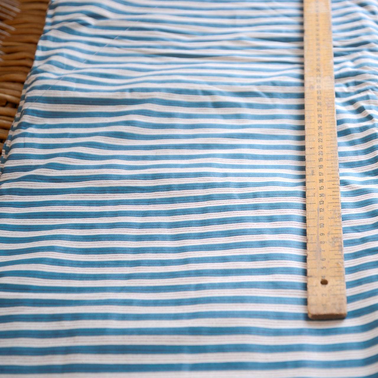 Block Print Cotton Fabric - Teal Stripes