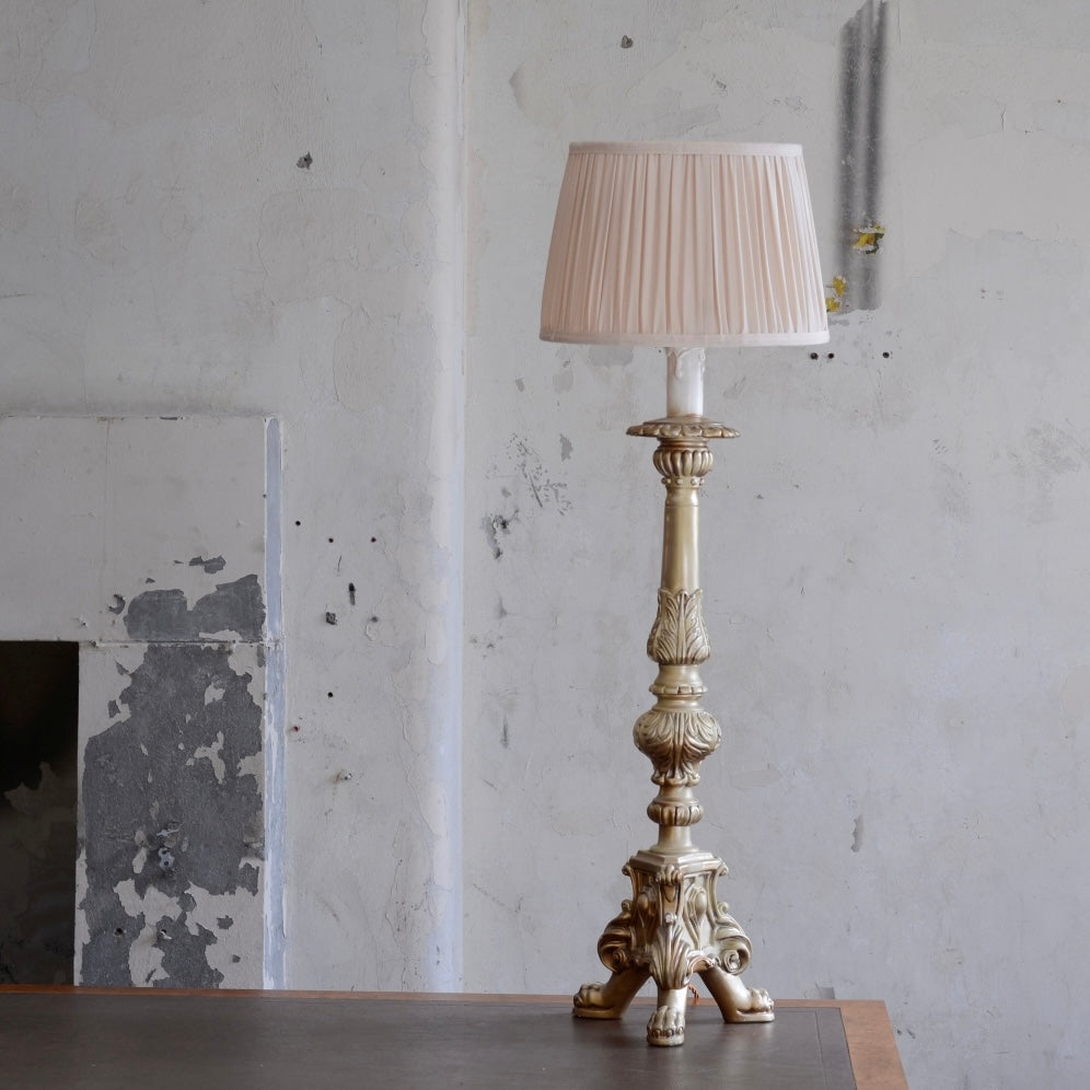 Large Italian Gilt Candlestick Table Lamp