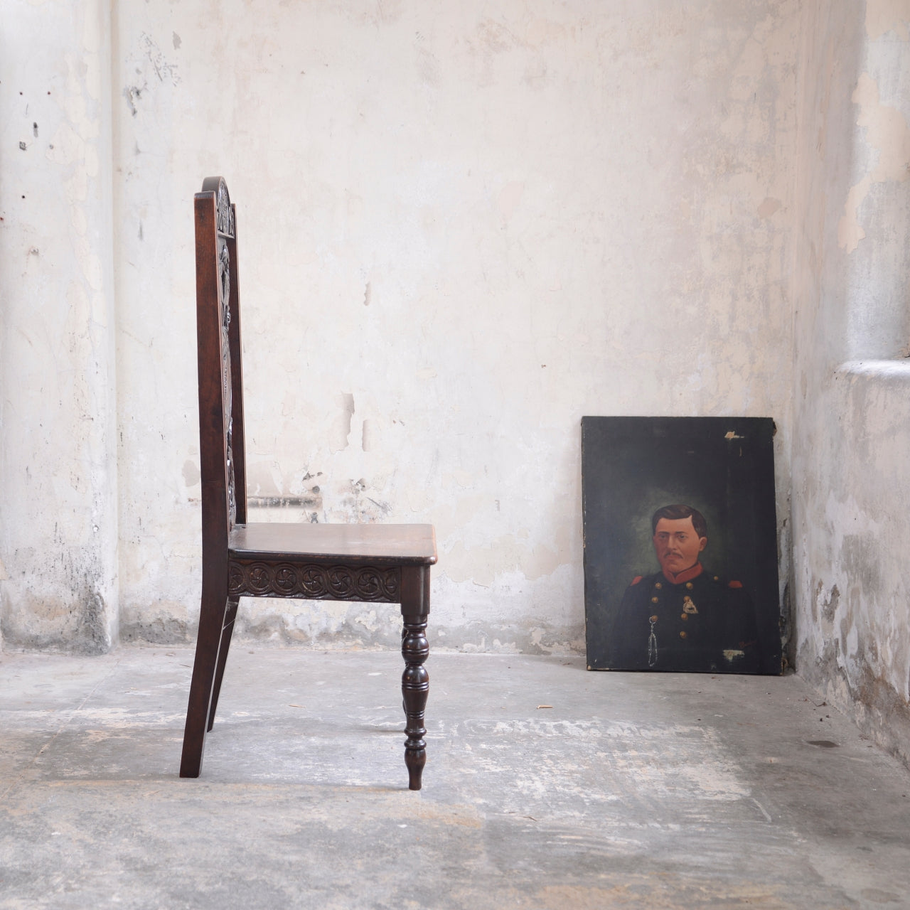 Highly Carved Hall Chair c1895